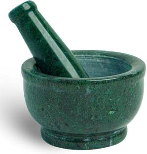 Anee The World 4'' Green Mortar and Pestle Set as Natural Stone Spice, Medicine Grinder Marble Masher