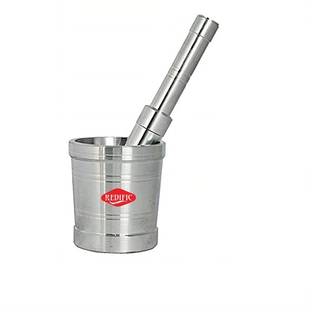 Redific Mortar & Pestle Khal Batta Imam Dasta Ohkli Musal Kharal Khalbatta Okhli Kundi Kharad Spice Masher Spice Mixer Grinder Khal Dasta Ural Set Crushing Grinding Medicine Grinder Idi Kallu Masher Mortar Pestle Set of 1 (Material: High Quality Virgin Aluminium)(Size: No 2) (Capacity: 500 ML)(Not Cover Stainless Steel Marble and Iron) Aluminium Masher