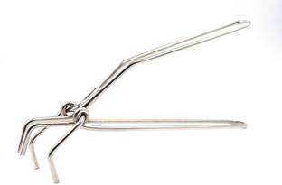 UTENCIL UNIVERSE Stainless Steel Lifter Wire Tong Pakkad Utensil Holder for Kitchen Stainless Steel Masher