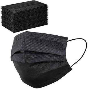 WOVFLY CARING SOLUTIONS 3 Ply Disposable Surgical Face Mask with Soft Fabric & Built-in Nose Pin 3 Layer ( Ply ) Black Surgical Mask - 100 Piece Non-Washable Surgical Mask With Melt Blown Fabric Layer