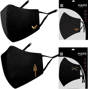 MASQ 4 Layer Protective, 100% Cotton Cloth Face Mask Combo for Men with Ear Loops Sabre Wings Reusable, Washable Cloth Mask