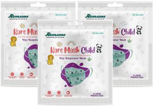 Romsons Kare Mask Child 6-layer N95 Mask with Adjustable Head Loops, Pack of 3 Kare Mask Child, N95 Respirators, with 6 Layer Protection (3 Pieces) Water Resistant