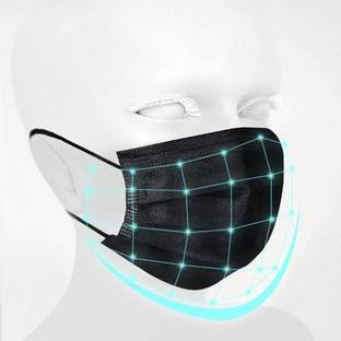 Bos Medicare Surgical Black Mask 3Ply 100 3 Layer Black Disposable Face Mask for Pollution and Dust – (Pack of 100) Non-Washable Surgical Mask With Melt Blown Fabric Layer