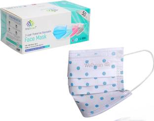 WELLVIAN Disposable blue dot face mask Protective Face Mask with Nose Clip Reusable, Washable, Water Resistant, Non-Washable, Non-Reusable Surgical Mask