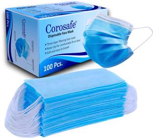 Corosafe Mask with Nose Clip 3 Layer Anti - Pollution Non woven Cloth Mask With Melt Blown Fabric Layer