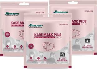 Romsons Kare Mask Plus 6-layer protection reusable N95 Mask with Adjustable Head Loops, Pack of 3 Kare Mask Plus, N95 Respirators, with 6 Layer Protection (3 Pieces) Reusable