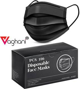 Vaghani 3 Ply Surgical Mask 100 Pcs ( Black )( 75 Gsm )( Best Quality ) Surgical Mask With Melt Blown Fabric Layer