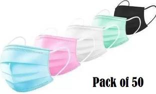 Wellstar Protective Face Mask with NOSE CLIP CE ISO & GMP Certified Bacterial Filtration 3 Ply Surgical Mask ( MULTICOLOUR ) Surgical Mask With Melt Blown Fabric Layer Non-Washable, Water Resistant Surgical Mask With Melt Blown Fabric Layer