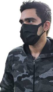 7SHIELD Pharmaceutical mask with Extra soft Black (Fabric ear loop) and Inbuilt Plastic coated Nose pin unisex mask with Great Breathability Fabric Ear loop Black Soft Fabric Ear loop mask Water Resistant Surgical Mask