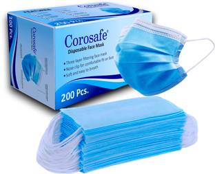 Corosafe Mask with Nose Clip 3 Layer Anti - Pollution Non woven Cloth Mask With Melt Blown Fabric Layer
