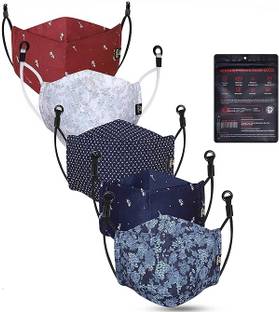 CENWELL 5 Pcs Pure Cotton Mask Reusable 6 Layer Fabric N95 Mask Men Women Designer 3D Reusable, Washable Cloth Mask With Melt Blown Fabric Layer