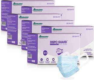 Romsons Dispo Guard 3 Ply Mask Dispo Guard 3 Ply Mask With Softest Ear Loops, 50 Pcs/Pack, (Pack Of 6) 300 Pcs Surgical Mask