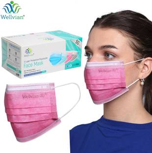 WELLVIAN Disposable Face Mask Disposable Face Mask With Nose Pin Reusable, Washable, Water Resistant, Non-Washable, Non-Reusable Surgical Mask With Melt Blown Fabric Layer