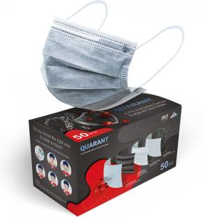 QUARANT 4 Ply Activated Carbon Melt Blown Surgical Face Mask with Nose Pin, BFE & PFE >99%, ISO Certified, ASTM Level 3, Premium 4 Layer Disposable Fabric Mask with Adjustable Nose Clip for Men & Women, Anti-Virus, Anti-Bacteria, Anti-Pollution Masks, Breathe Safe CARBON Water Resistant Surgical Mask With Melt Blown Fabric Layer