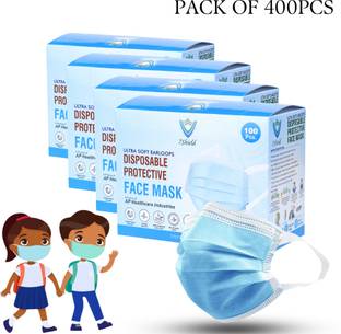 7SHIELD Kids Size CE and ISO Certified mask with Extra soft Fabric ear loop and Inbuilt Plastic coated Nose pin unisex mask soft fabric Ear loop Kids size Mask Water Resistant Surgical Mask