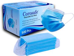 Corosafe Mask with Nose Clip 3 Layer Anti - Pollution Non woven Cloth Mask With Melt Blown Fabric Layer