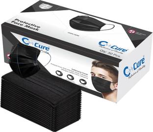 C-Cure 3 Ply Disposable Face Mask Black & White Dual Color BW50 Non-Reusable Surgical Mask With Melt Blown Fabric Layer