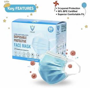 7SHIELD Kids Size CE and ISO Certified mask with Extra soft Fabric ear loop and Inbuilt Plastic coated Nose pin unisex mask soft fabric Ear loop Kids size Mask Water Resistant Surgical Mask