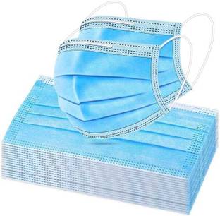 WOVFLY CARING SOLUTIONS 3 Ply Disposable Surgical Face Mask with Soft Fabric & Built-in Nose Pin 3 Layer ( Ply ) Blue Surgical Mask - 50 Piece SMS Non Woven Fabric Non-Washable Surgical Mask With Melt Blown Fabric Layer