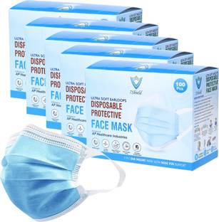 7SHIELD CE and ISO Certified Surgical mask with Extra soft Fabric ear loop and Inbuilt Plastic coated Nose pin disposable water resistant Blue unisex mask. 50pc softloop Surgical Mask