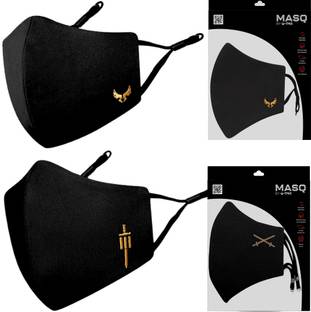 MASQ 4 Layer Protective, 100% Cotton Cloth Face Mask Combo for Men with Ear Loops Sabre Wings Reusable, Washable Cloth Mask
