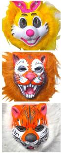 Minna Bazzar Animal Face Mask for Kids Boys And Girls Adults Set of 3 Pcs (Assorted Mask) Party Mask