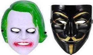 yubirth V for black vendetta solid stylish with Scary joker party mask pack of 2 Party Mask