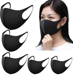 Rkcreation Black Face Mask Covers with Elastic Ear Loop Cover Full Face Anti-Dust, Washable Decorative Mask