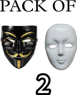 yubirth Solid stylish java clever with super black vendetta combo pack of 2 party Mask Decorative Mask