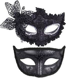 HANNEA 2pcs Lace Masquerade Mask for Men Women Couple Venetian Mask for Prom Ball Party Mask