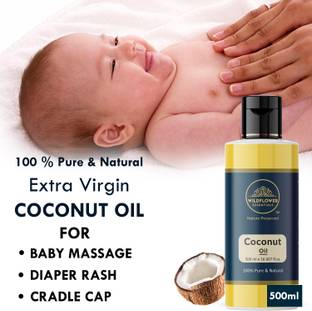 Wildflower essentials Coconut Oil For Baby Massage 100% Pure & Natural Extra Virgin Cold Pressed
