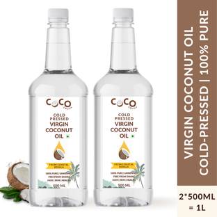 COCO CRUSH Pack of 2 Virgin Coconut Oil | Cold Pressed | Hair, Body, Baby Massage | 2*500ML