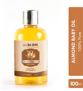 Nat Habit 100% Pure Baby Oil (Almond) For Massage, Hair Growth & Skin With Vit.E,Omega 3,6