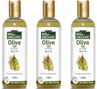 Indus Valley Bio Organic Olive Massage Oil Multipurpose Benefits For Skin & Hair Pack of 3