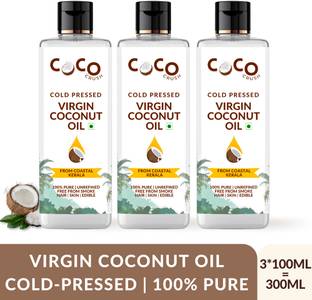 COCO CRUSH Pack of 3 Virgin Coconut Oil | Cold Pressed | Hair, Body, Baby Massage | 3*100ML
