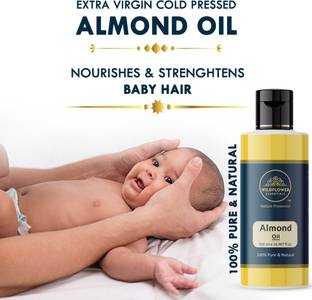 Wildflower essentials 100 % Pure & Sweet Almond Oil For Nourishes & Strengthens Baby Hair Massage Oil