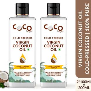 COCO CRUSH Pack of 2 Virgin Coconut Oil | Cold Pressed | Hair, Body, Baby Massage | 2*100ML
