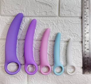 purvish Silicone Dilator Set - The Most Comfortable Dilators for Women with Pain - Pelvic Floor Trainer, Stretcher, and Expander (Curved, Sizes 1-5) Massager