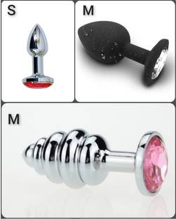 purvish Non Vibrating Curved Step M-Size, Soft Silicone M-Size & Steel S-Size, 3 set Massager Unique Design, Soft and Different Size More Compatibility Men Woman Massager