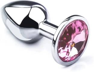 S.H. Solutions B6-Series Premium Quality Stainless Steel Medium Non Vibrating Silver Face and Jewelled Plug Massager