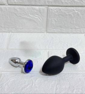 purvish Non Vibrating Silicone Plug Medium Size & Silver Plug Small Size Waterproof Body Relaxation and two Set of size for Compatibility (1 SILICONE+1 SILVER) Massager