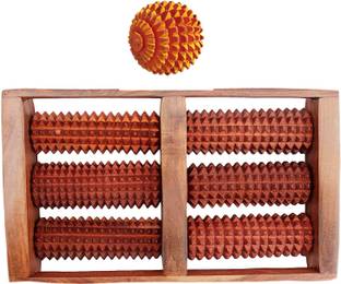 Cirise WOOD6ROLLERBAL Solid Wood Foot Feet Acupressure Pain Stress Relief 6 Roller Massager with Ball Massager