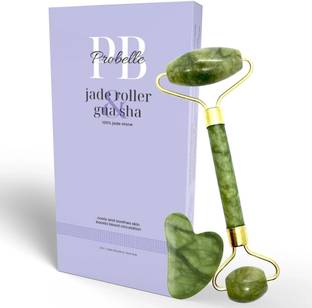 Probelle Jade Roller & Gua Sha – 100% Natural Jade Stone for Facial Massage and Skincare Jade Roller & Gua Sha Set Massager