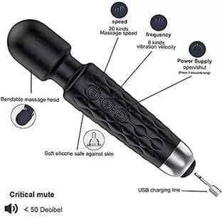 EVETIS vibrations pattern Rechargeable Electric Vibrator Massage Pain Relief & Rechargeable Vibration Machine with 8 Speeds, 20 Modes Massager Machine Massager