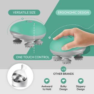Mildcares Smart Scalp Massager | Portable Rechargeable Relaxation with 4 Rotators Nodes for Hair Growth Relaxation, Stress Relief Electric Head Massager Automatic Massager