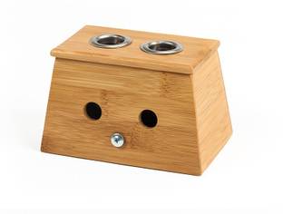 ACUPRESSUREMART Bamboo Moxa Stand Moxibustion Box Acupuncture Relaxation Roller Stick Holder Double Hole Massager