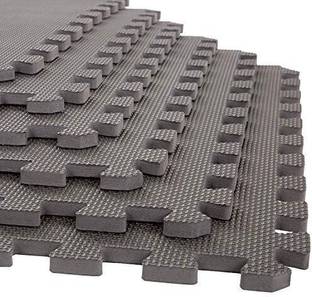 Easyhome Kid's Grey Interlocking Rubber Play Mat Gym Mats 16 mats Grey 2 mm Exercise & Gym Mat