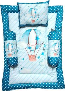 manshvi Baby Bedding set With 2Rolling Pillow, 1 Rectangle Pillow,Mattress Balloon Print