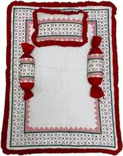 Glamica New Born Baby Unique New Design Rajwadi Work Mattress With 3 Multi shape pillow