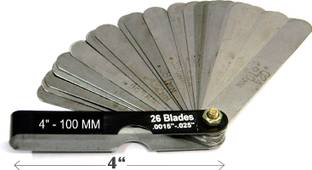 2fortheroad 30086 Feeler Gauge 26 Blades 0.0015" to 0.025" Or 0.04mm to 0.063mm Snap Gauge